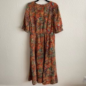Vintage Women’s Floral Jacquard Dress with Pockets